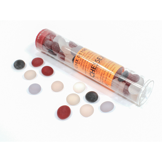 Chessex - Frosted Assorted Colors Glass Stones Qty 40 or more in 5½" Tube