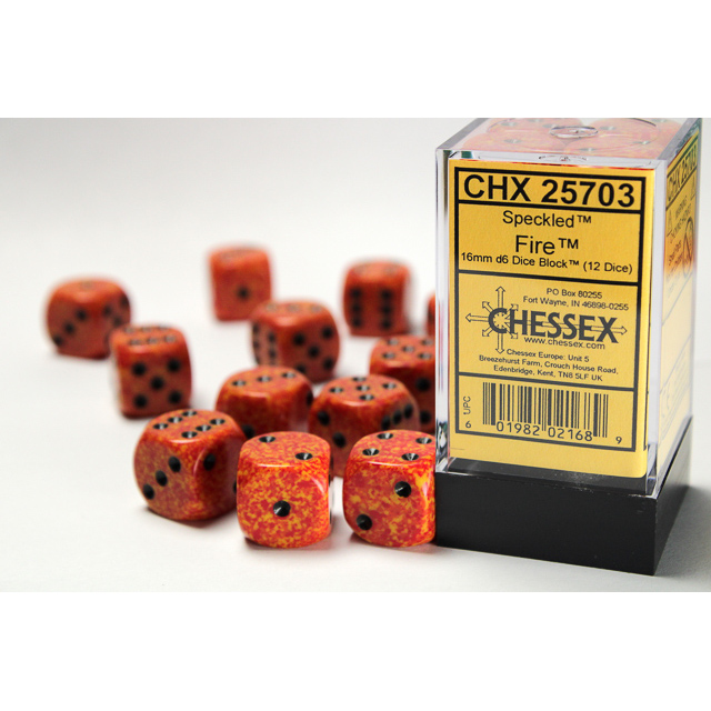 Chessex - Speckled 16mm d6 Fire Dice Block (12 dice)