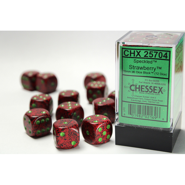 Chessex - Speckled 16mm d6 Strawberry Dice Block (12 dice)