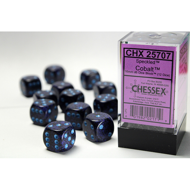 Chessex - Speckled 16mm d6 Cobalt Dice Block (12 dice)