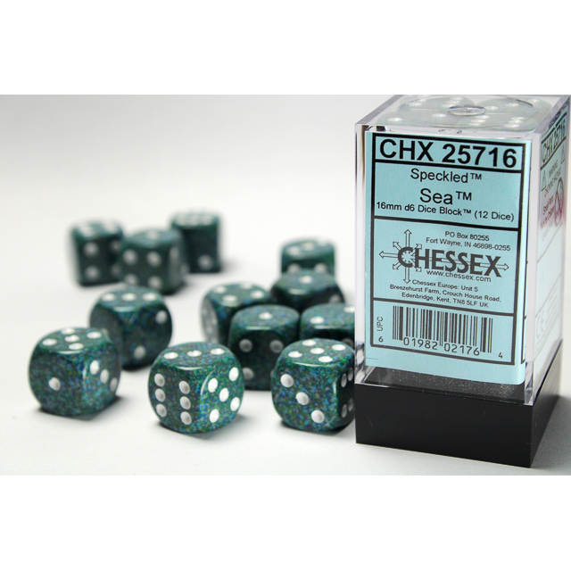 Chessex - Speckled 16mm d6 Sea Dice Block (12 dice)