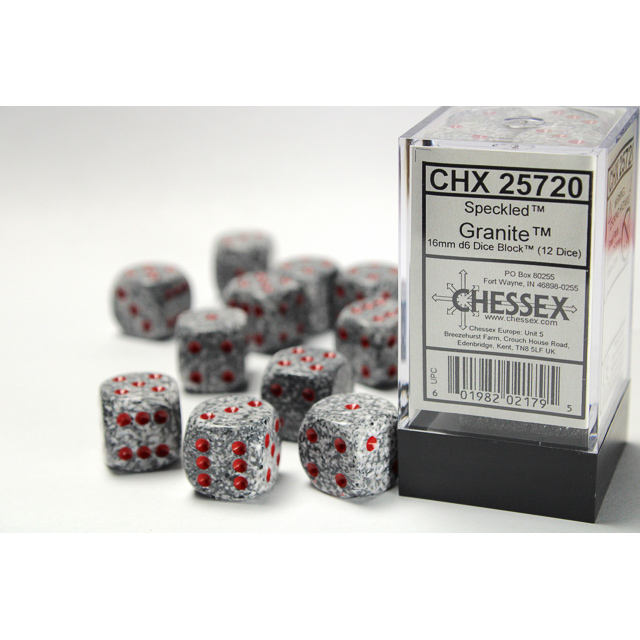 Chessex - Speckled 16mm d6 Granite Dice Block (12 dice)