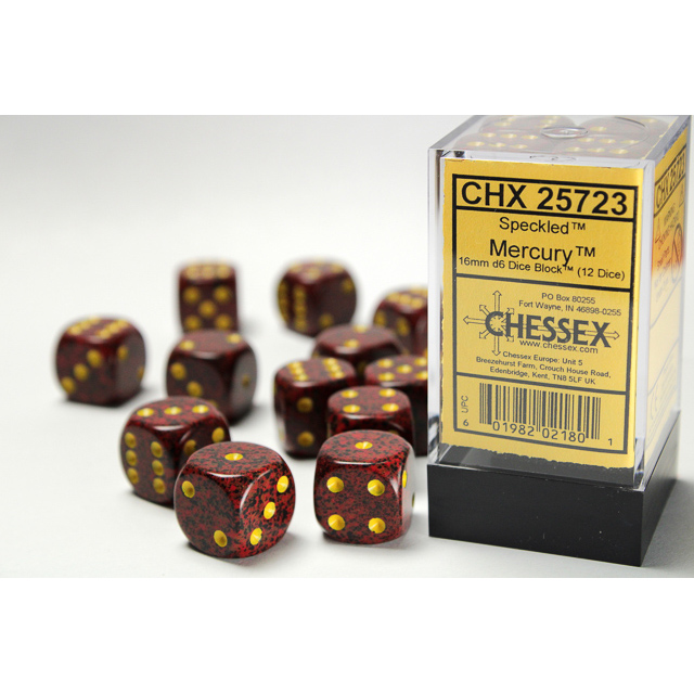 Chessex - Speckled 16mm d6 Mercury Dice Block (12 dice)