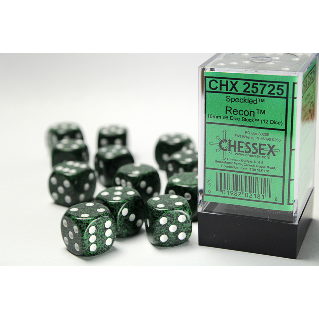 Chessex - Speckled 16mm d6 Recon Dice Block (12 dice)
