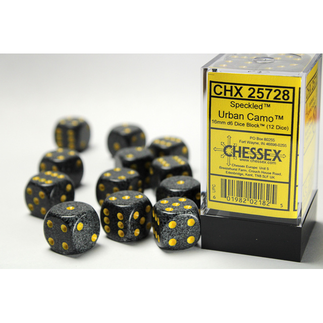 Chessex - Speckled 16mm d6 Urban Camo Dice Block (12 dice)