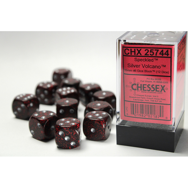 Chessex - Speckled 16mm d6 Silver Volcano Dice Block (12 dice)