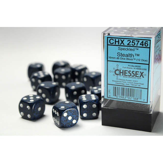 Chessex - Speckled 16mm d6 Stealth Dice Block (12 dice)