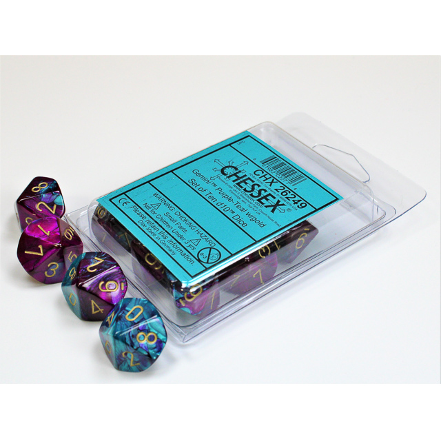 Chessex - Gemini Purple-Teal/gold Set of Ten d10s