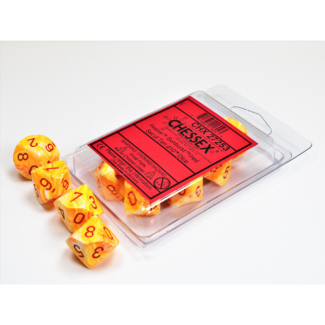 Chessex - Festive Sunburst /red Set of Ten d10s