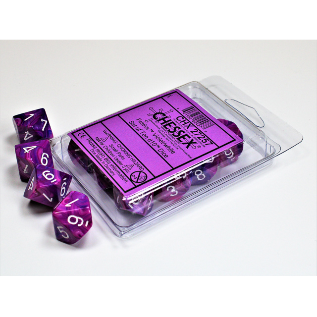Chessex - Festive Violet/white Set of Ten d10s