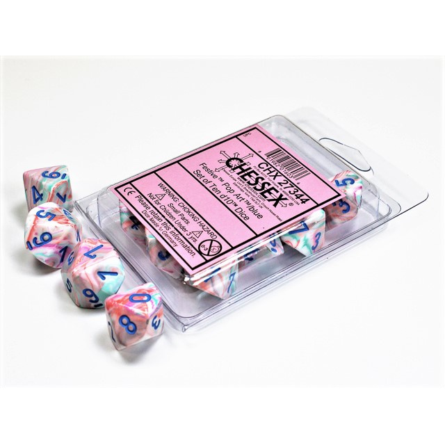 Chessex - Festive Pop Art /blue Set of Ten d10s