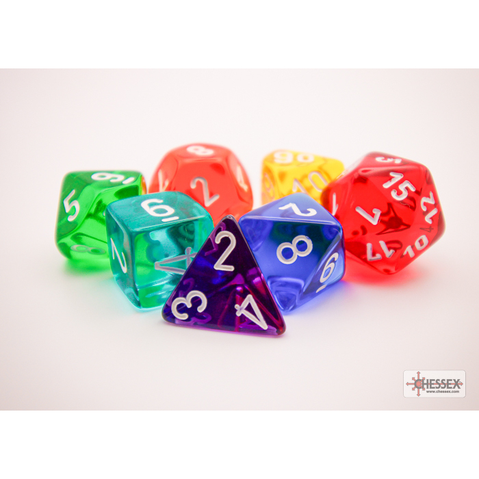 Chessex - Prism Translucent GM & Beginner Player Polyhedral 7-Die Set
