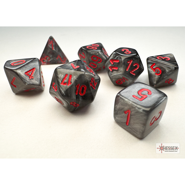 Chessex - Velvet Mini-hedral Black/red 7-Die Set