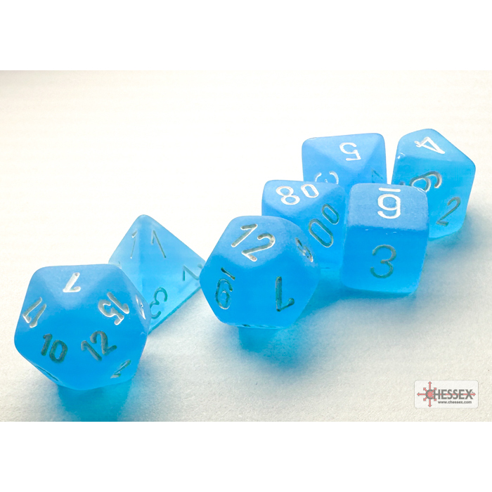 Chessex - Frosted Mini-hedral Caribbean Blue /white 7-Die Set