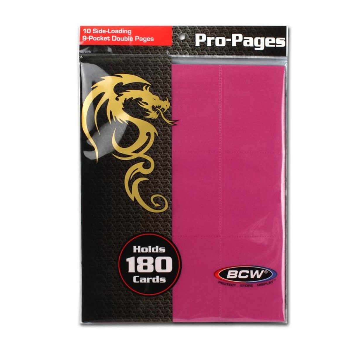 BCW 18-Pocket Pages Sideloading Pink 10ct