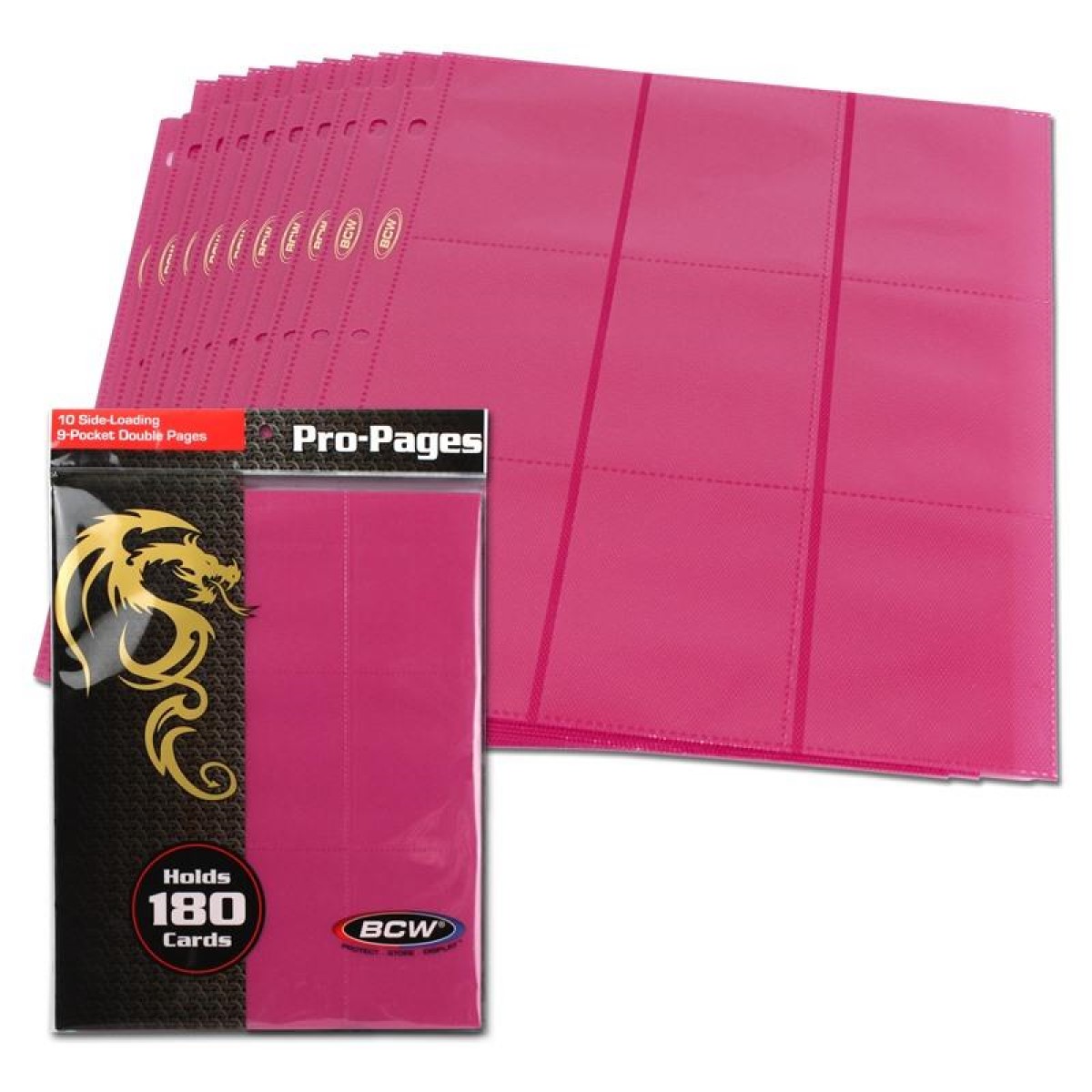 BCW 18-Pocket Pages Sideloading Pink 10ct - Image 2