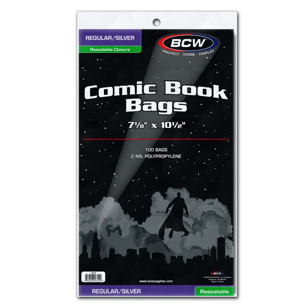 BCW Comic Silver/Regular Bags Resealable 7 1/8 X 1