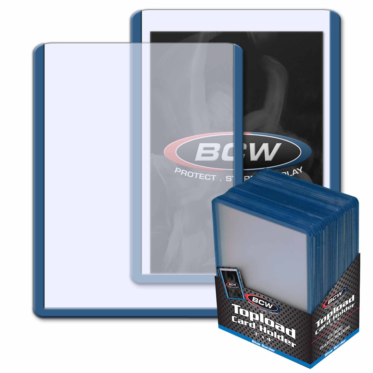 BCW 3x4 Topload Card Holder - Blue Border