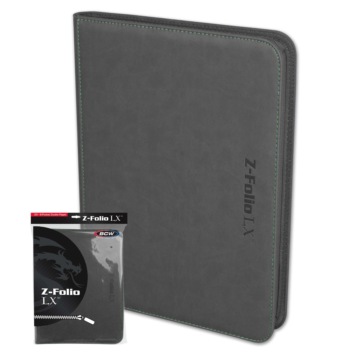 BCW Zipper Folio 9-Pocket LX Grey - Image 2