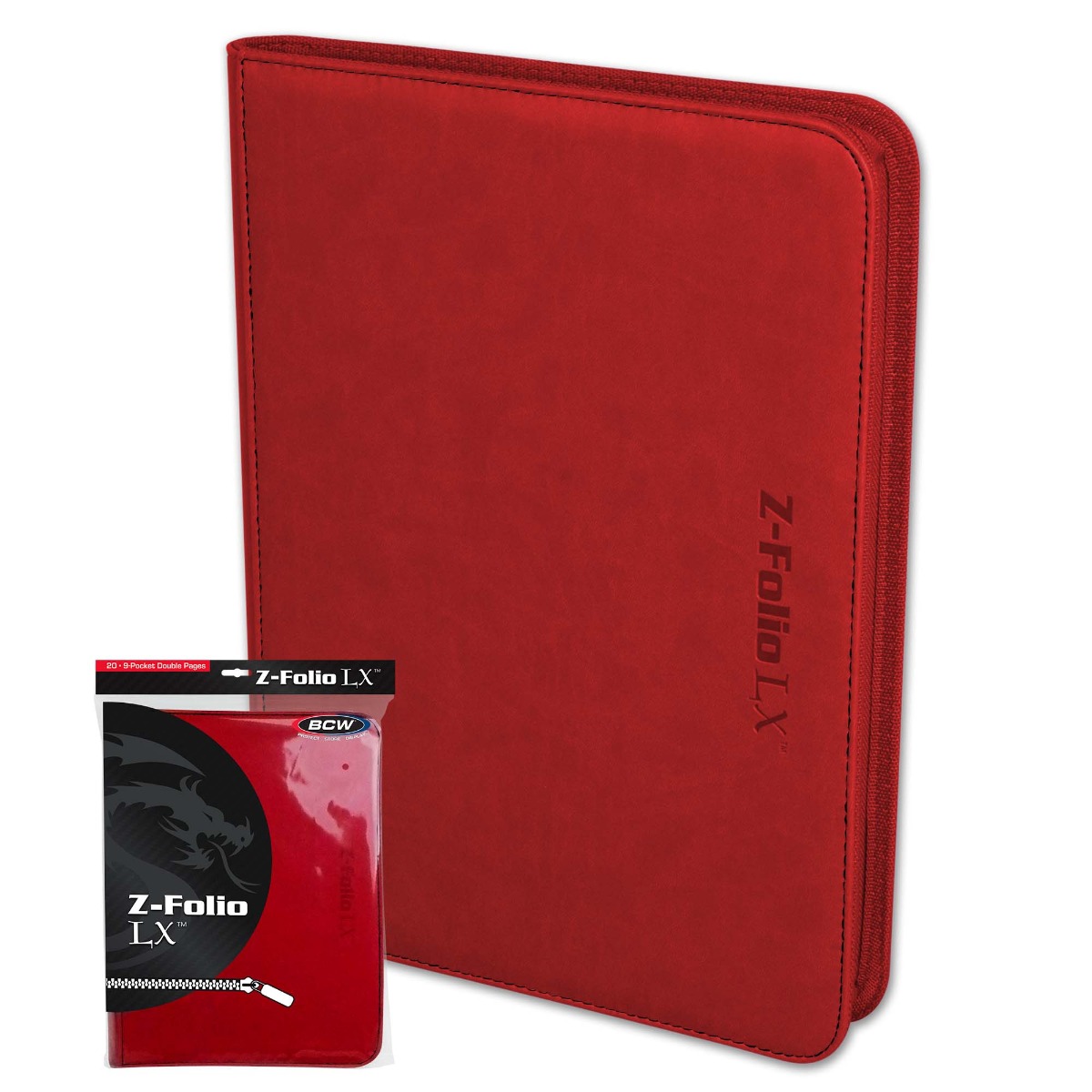 BCW Zipper Folio 9-Pocket LX Red - Image 2
