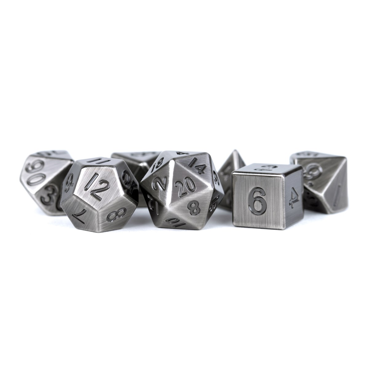 MDG - Metal Dice: Antique Silver 16mm Poly Set