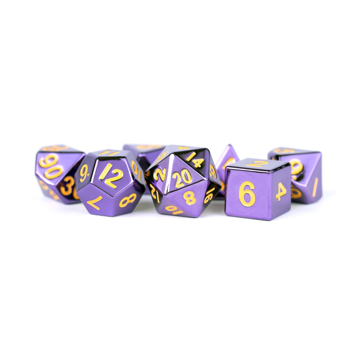MDG - Metal Dice: Purple with Gold Numbers 16mm Poly Set