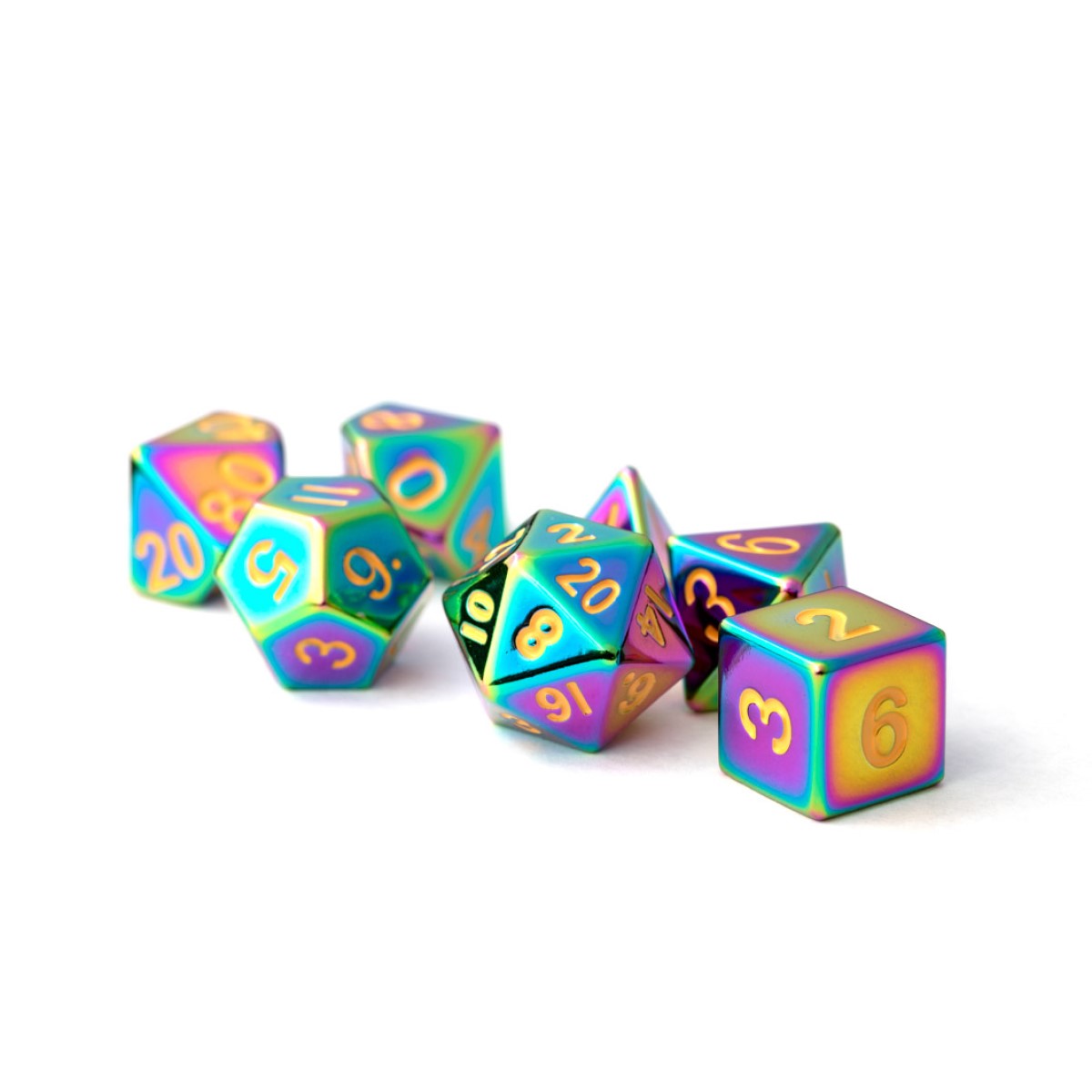 MDG - Metal Dice: Torched Rainbow with Gold Number