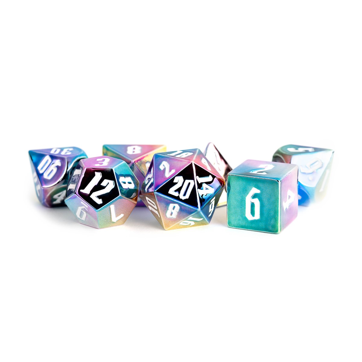 MDG - Rainbow Aegis Dice: White Numbers