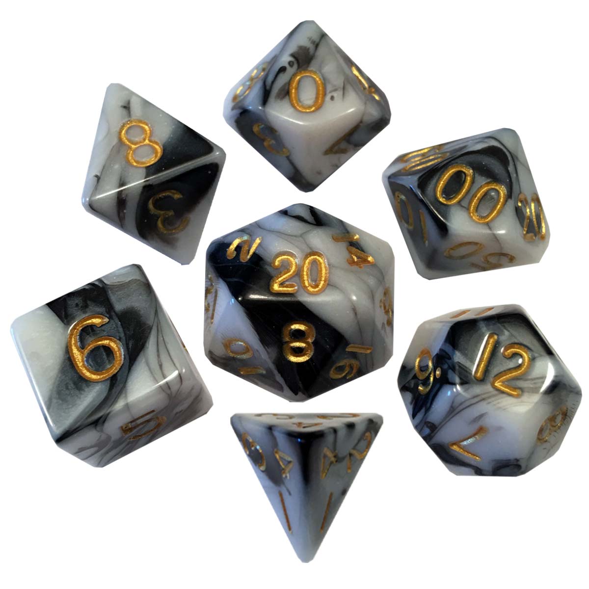 MDG - Acrylic Dice: Marble with Gold Numbers