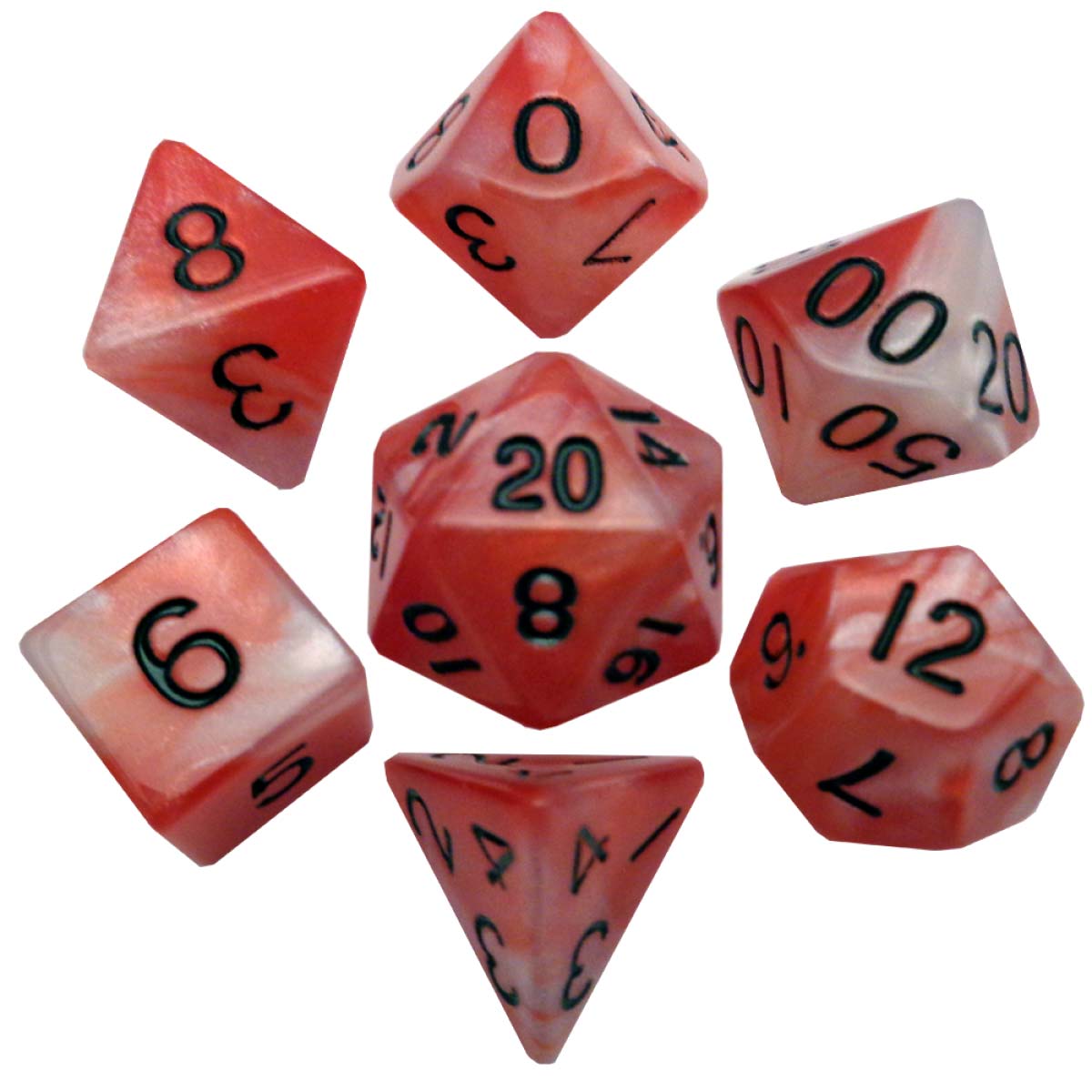 MDG - Acrylic Dice: Combo Attack. Red/White w/ Black