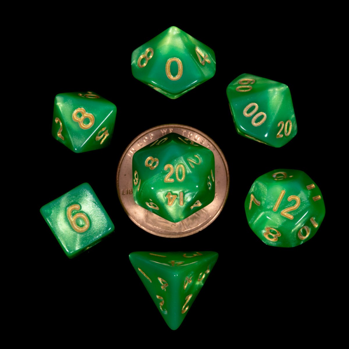 MDG - Mini Polyhedral Dice Set: Green/Light green