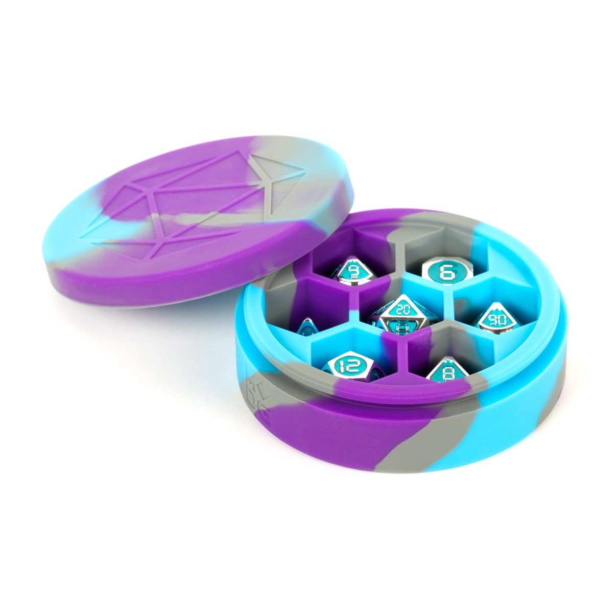 MDG - Silicone Round Dice Case: Purple/Gray/Light