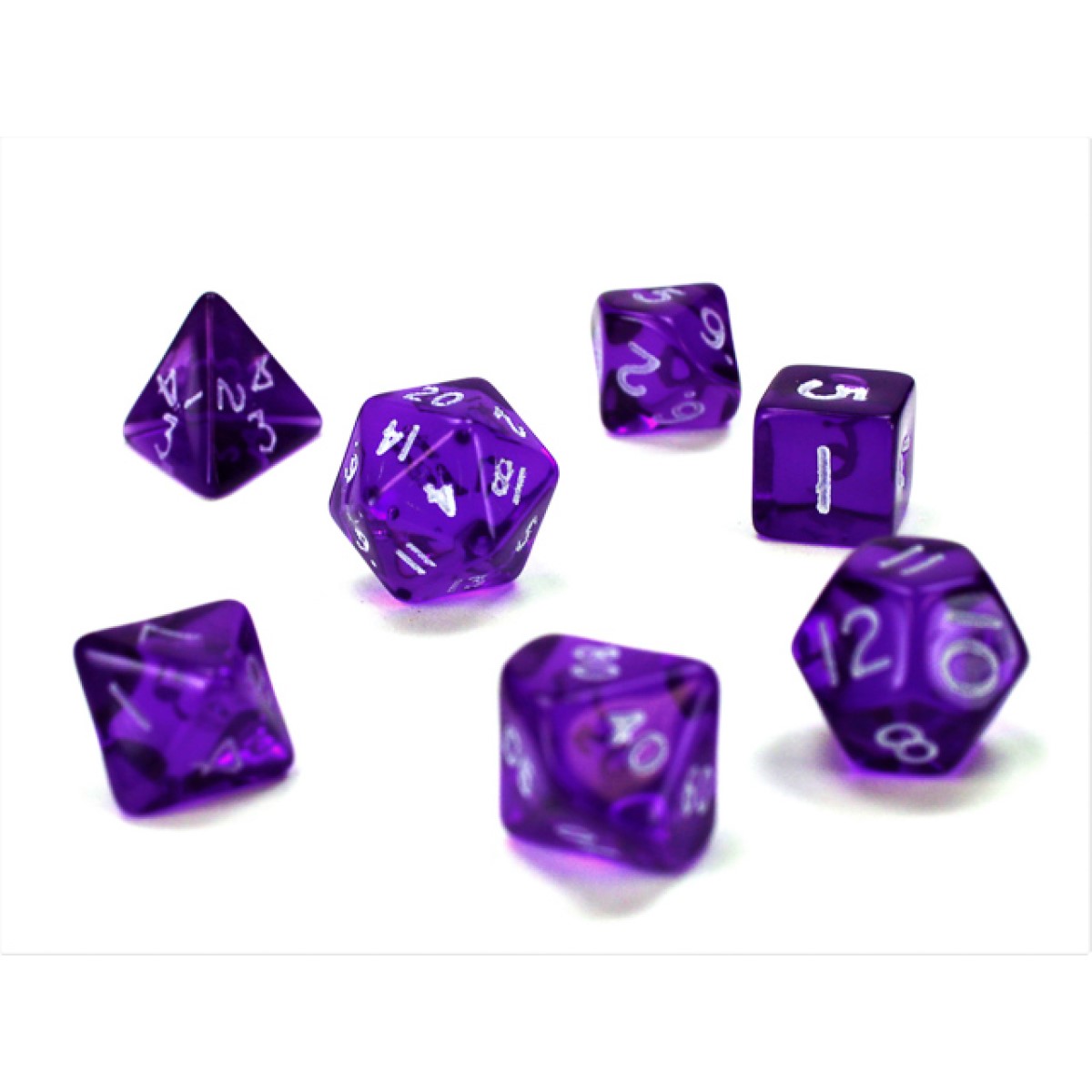 Chessex - Transparent Mini-Polyhedral Purple/white 7