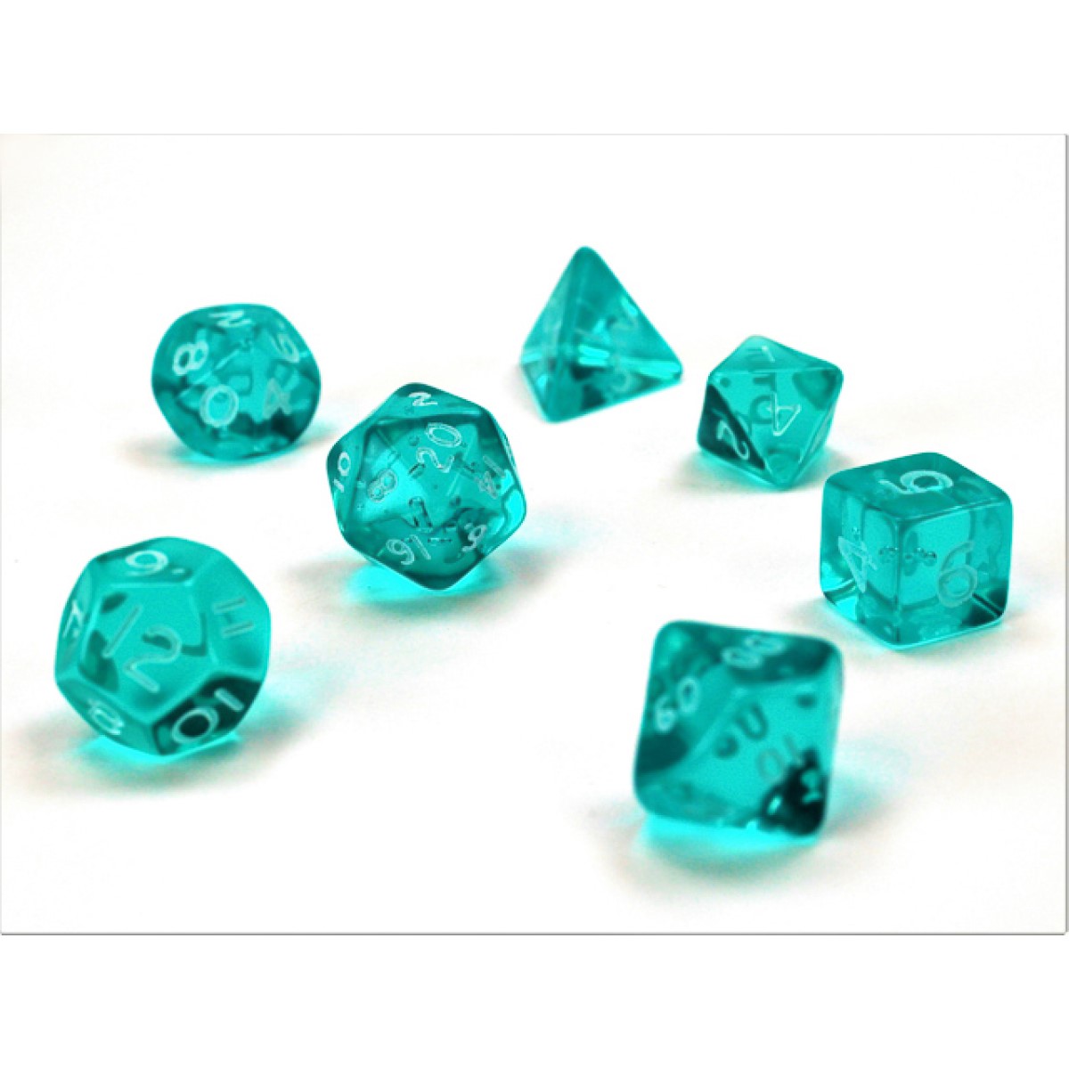 Chessex - Transparent Mini-Polyhedral Teal/white 7