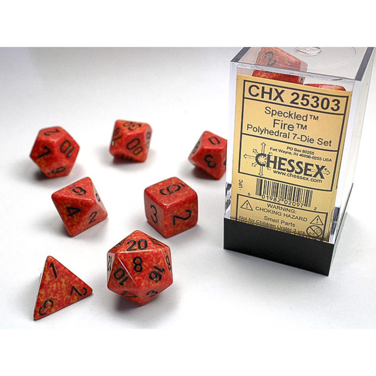 Chessex - Fire Speckled Polyhedral 7-Die Set