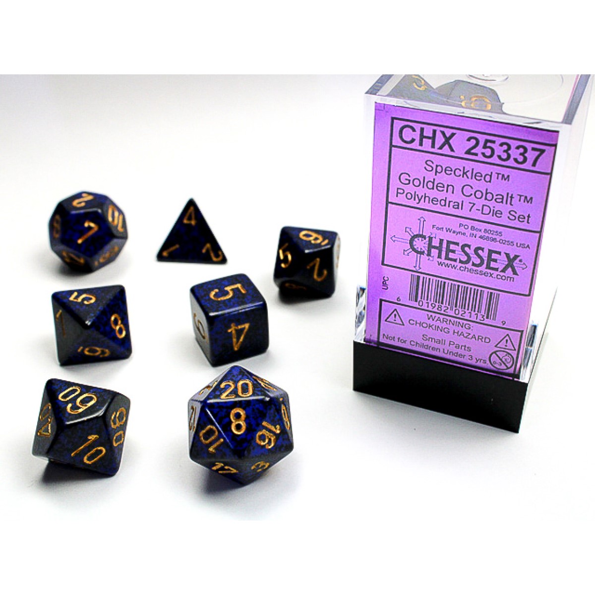 Chessex - Golden Cobalt Speckled Polyhedral 7-Die