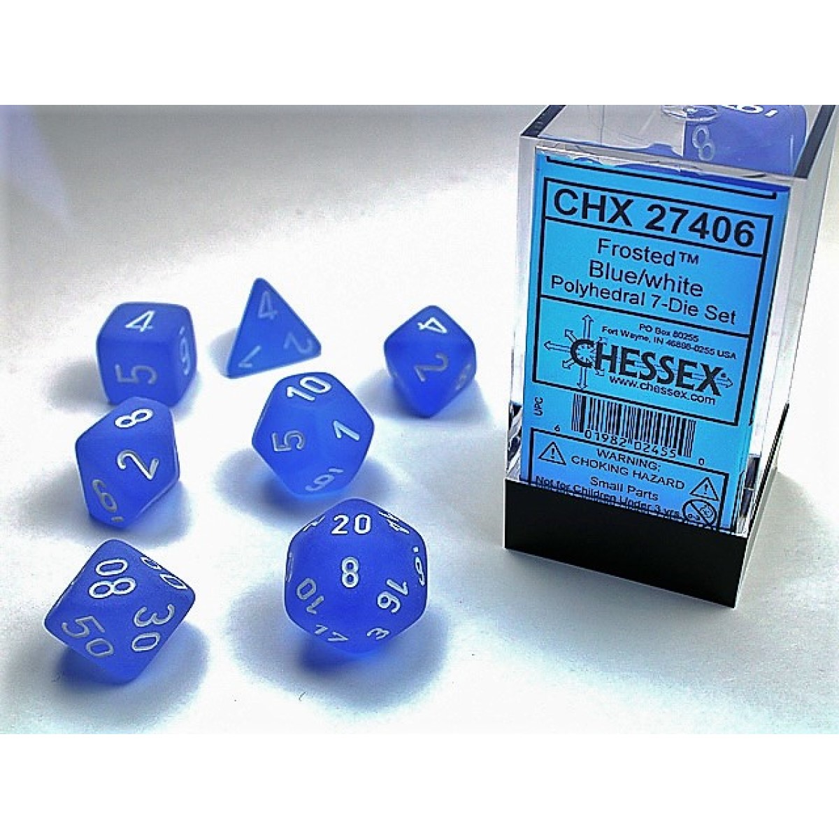 Chessex - Frosted Blue w/white Classic Polyhedral