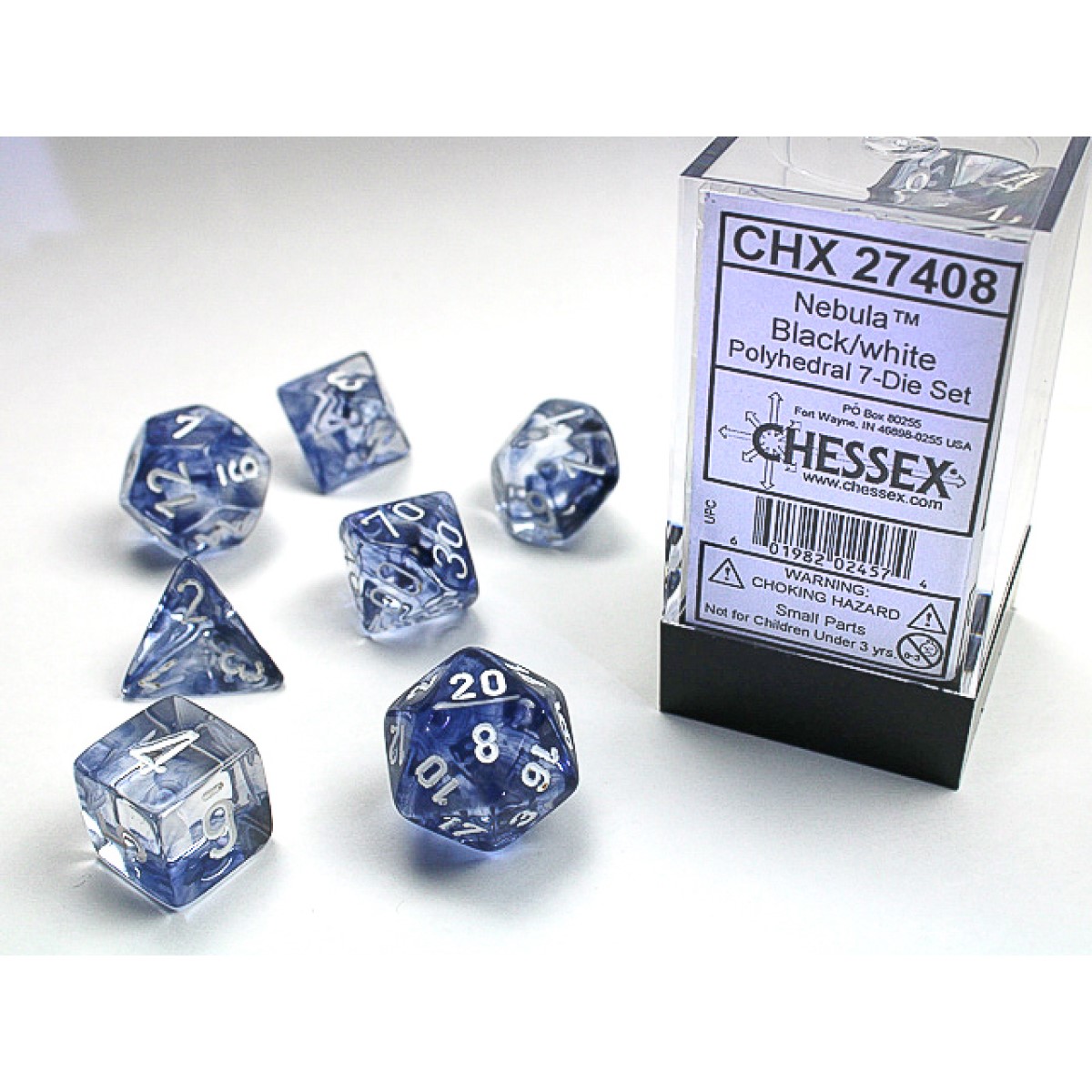 Chessex - Nebula Black w/white Signature Polyhedral