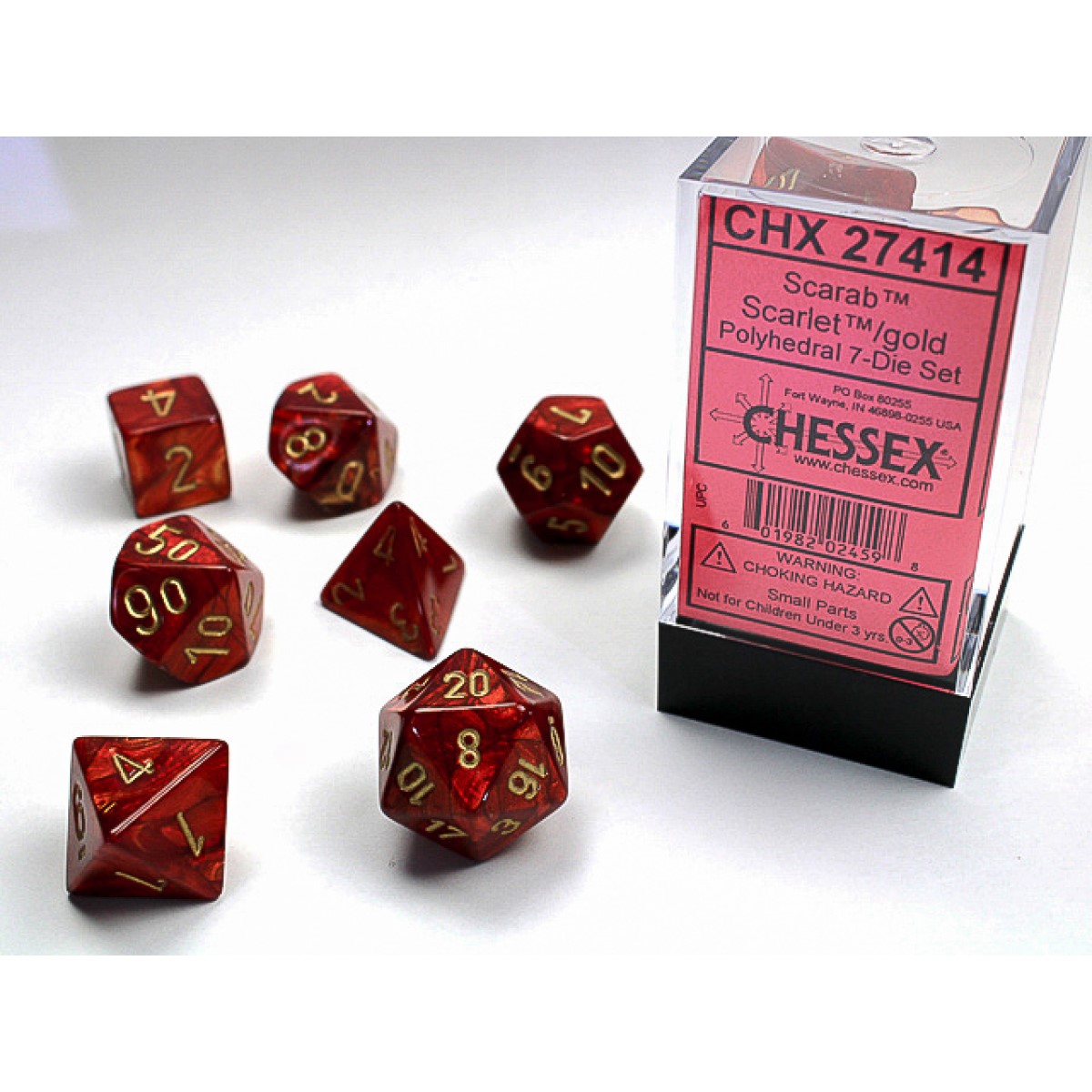 Chessex - Scarab Scarlet w/gold Signature Polyhedral