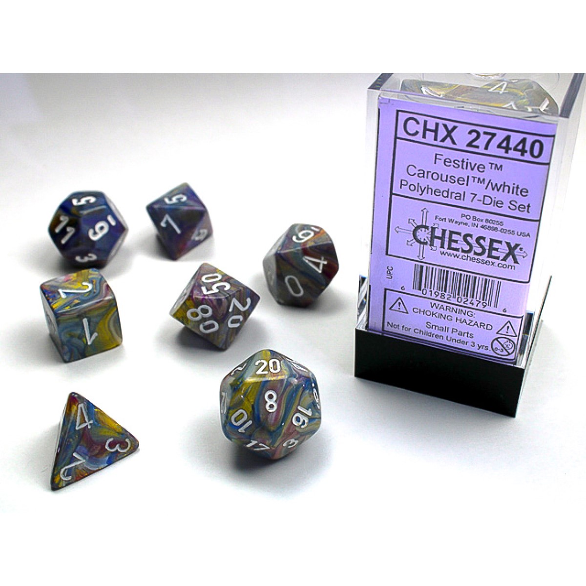 Chessex - Festive Carousel w/white Signature Polyhedral