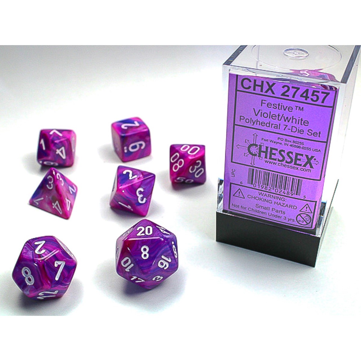 Chessex - Festive Violet w/white Classic Polyhedral