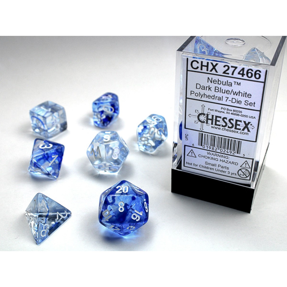 Chessex - Nebula Dark Blue w/white Signature Polyhedral
