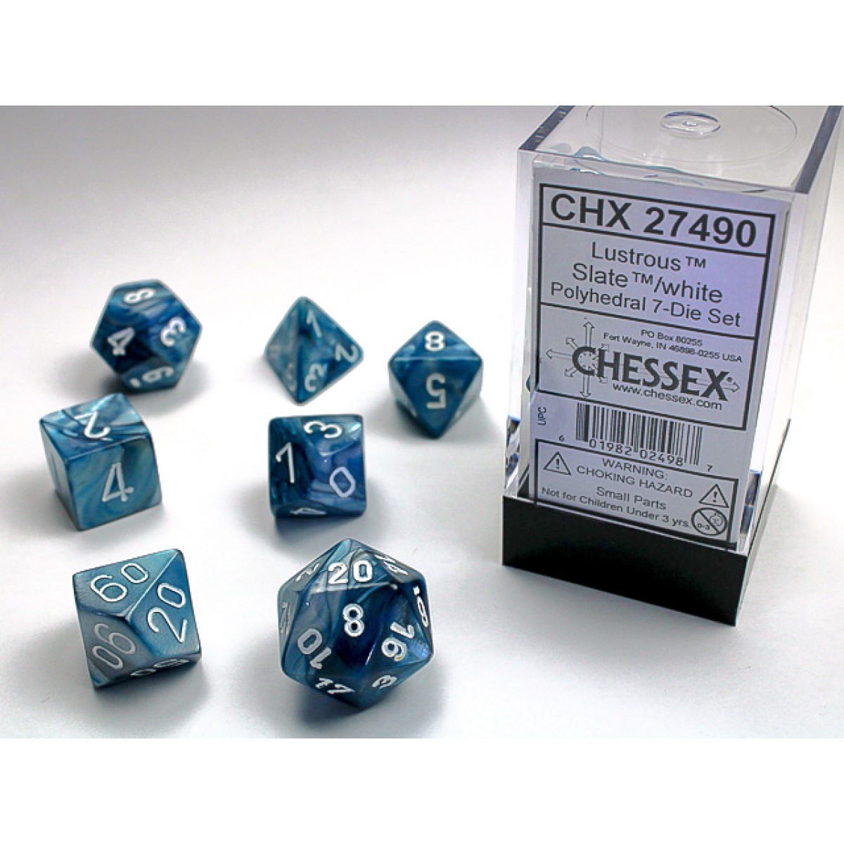 Chessex - Lustrous Slate w/white Classic Polyhedral