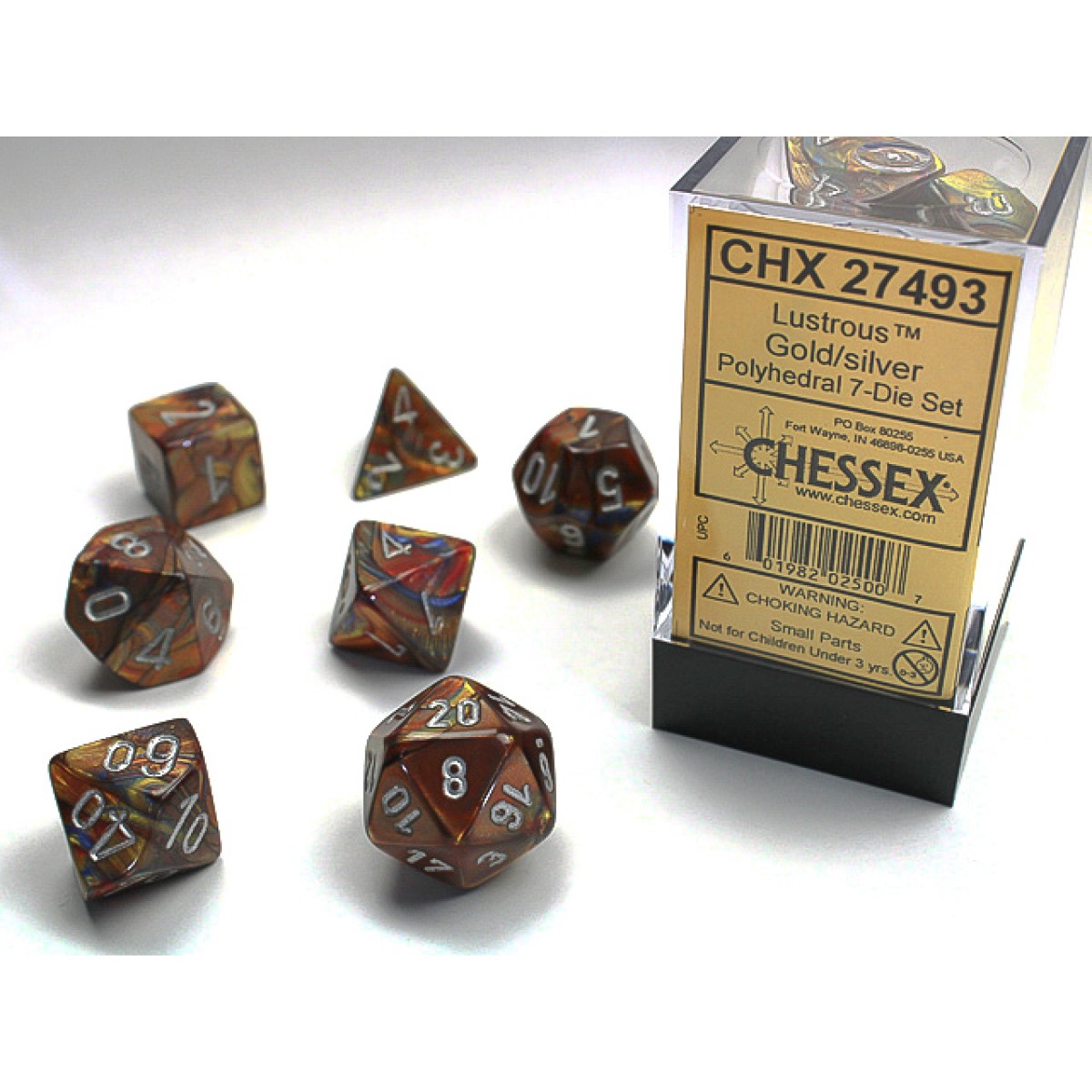 Chessex - Lustrous Gold w/silver Classic Polyhedral