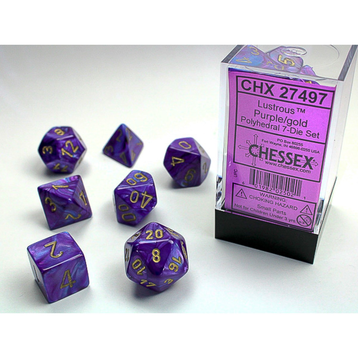 Chessex - Lustrous Purple w/gold Classic Polyhedral