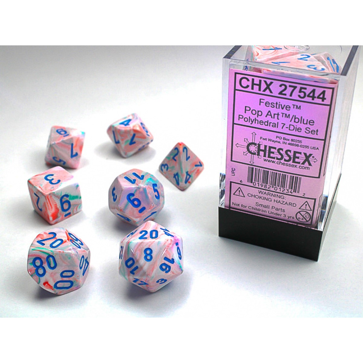 Chessex - Festive Pop Art w/blue Signature Polyhedral