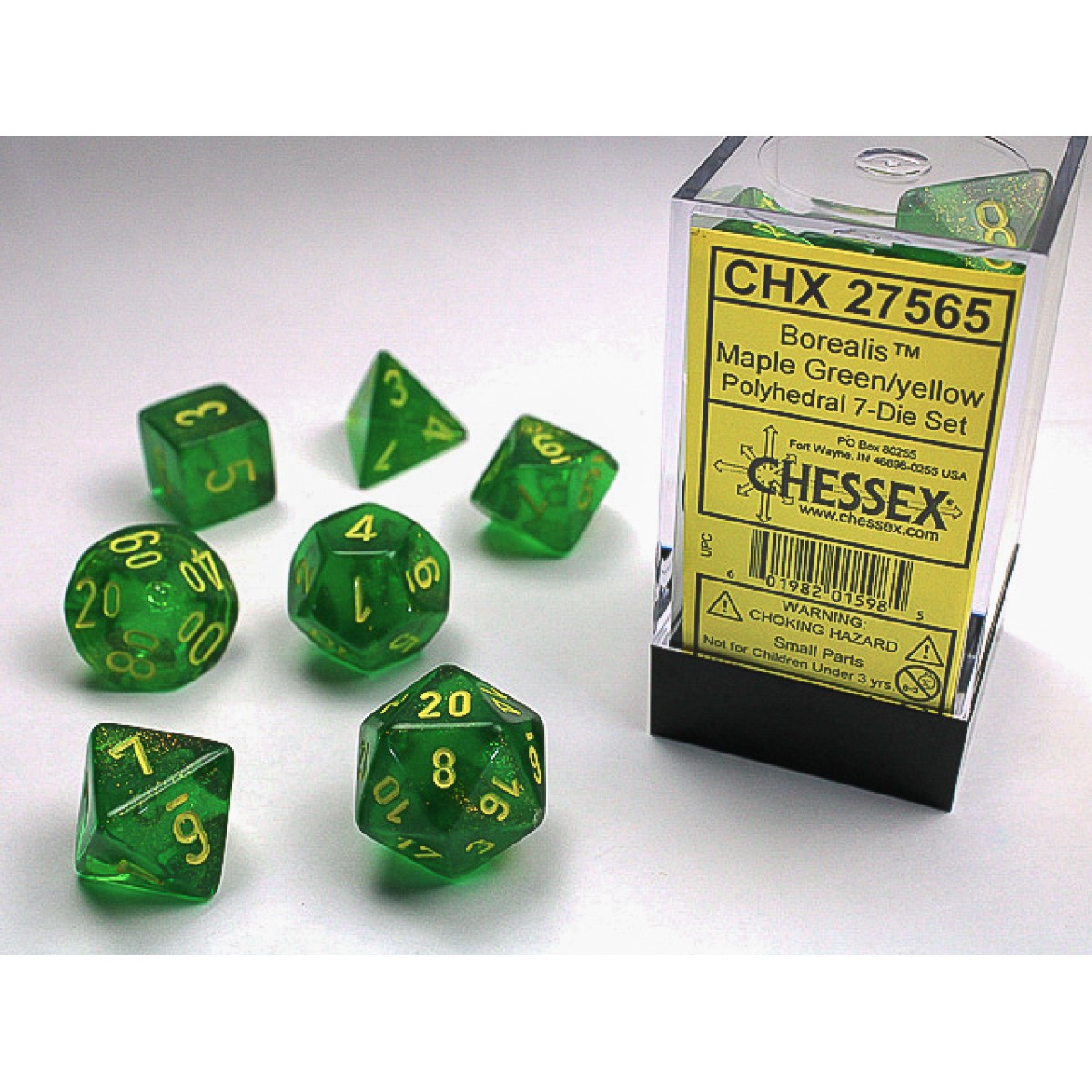 Chessex - Borealis Maple Green/yellow Signature Polyhedral
