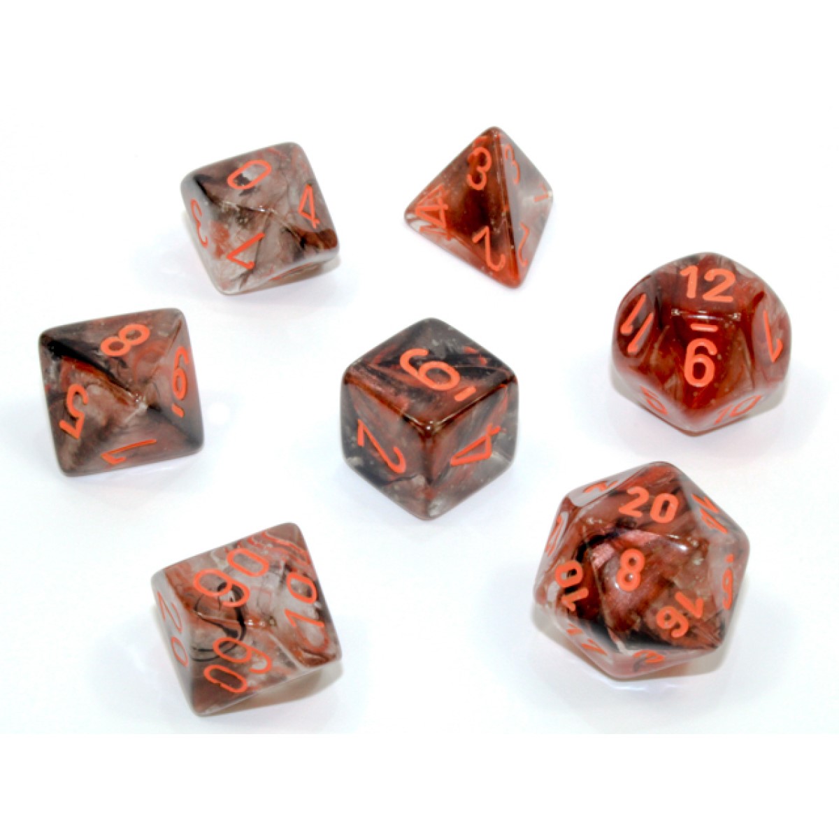 Chessex - Nebula Polyhedral Copper Matrix/orange Lumina