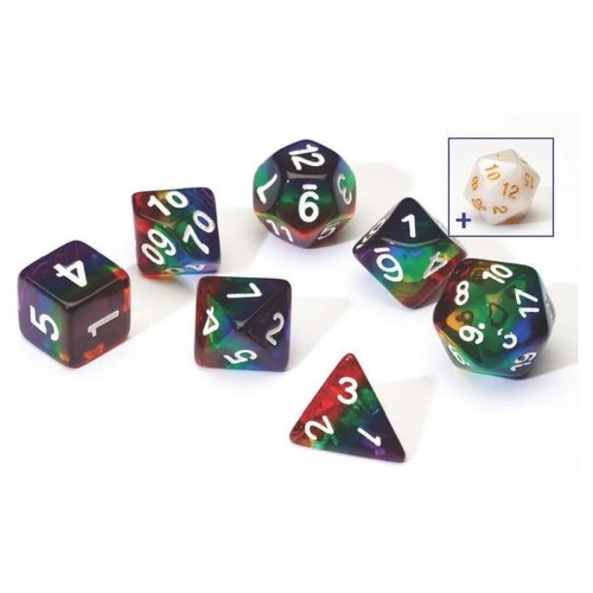 Sirius Dice Set - Rainbow Transparent Layered Resin