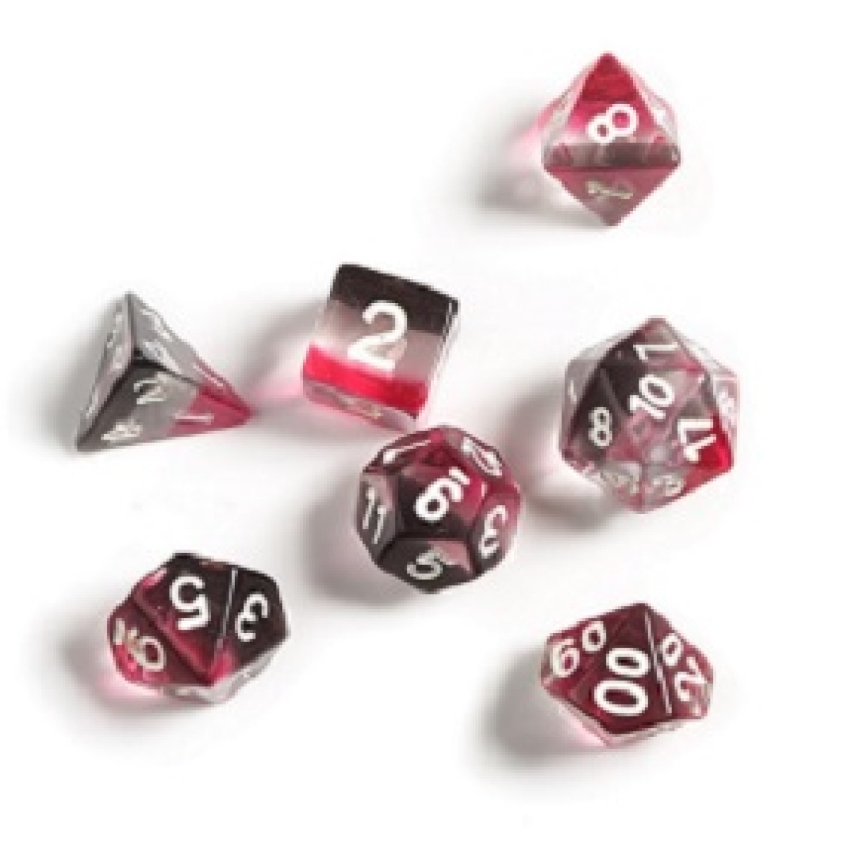 Sirius Dice Set - Pink, Clear, Black Resin